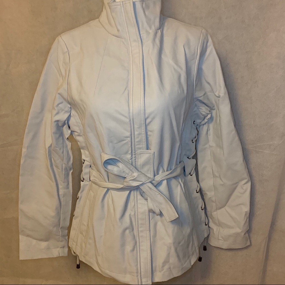 Cream faux leather jacket